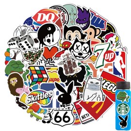 Yoimckay Pack of 50 Brand Stickers, Cool Brand Logo, Vinyl Sticker Set, Waterproof Graffiti Stickers for Car, Laptop, Skateboard, Bicycle, Moped, Motorcycle, Suitable for Adults, Children