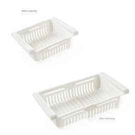 Fridge Drawer Organizer, 4PCS Retractable Drawer Refrigerator Storage Box,Unique Design Pull Out Bins, Fridge Shelf Holder Storage Box（Blue+Pink+Apricot+White）