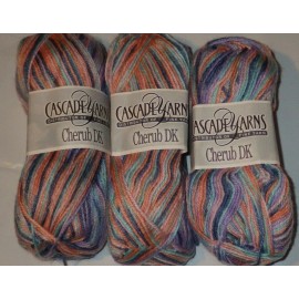 Cascade  Lot of 3 Skeins, Cascade Cherub DK Yarn, 50 g, 180 yd, #527 Flowers