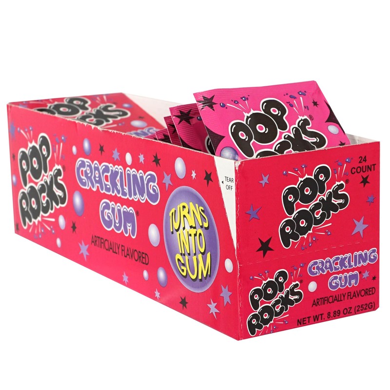 Pop Rocks Bubble Gum, 24 Pack, Popping Candy, Fun Candy