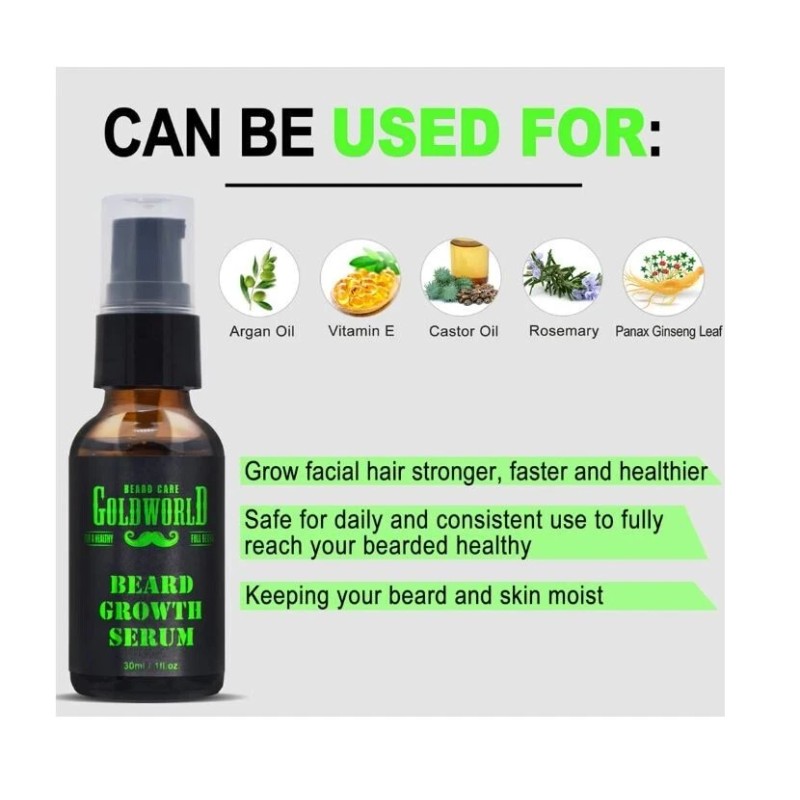 GoldWorld Beard Kit Beard Growth Grooming Kit w/Beard Foam/Shampoo/Wash Beard