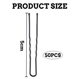 50Pcs U Shaped Hair Grips, Black Hair Grips, 5cm Hair Pins Bobby Pins for Thick Hair