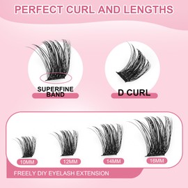 DIWINSH Eyelash Clusters, 168 Pieces, 10-16 mm, DIY Lash Clusters, D Curl, Individual Eyelash Extensions, Volume Eyelash Clusters at Home (MC, 168 Pieces, 10-16 mm Mix)