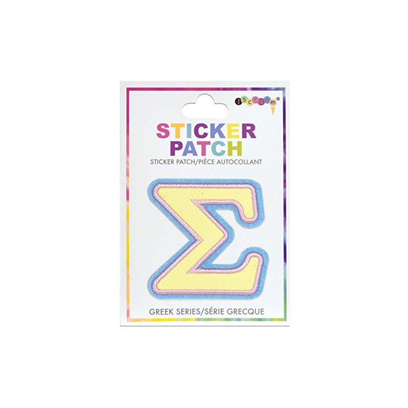 iscream Go Greek Alphabet Embroidered Accent Sigma 2.5" Adhesive Back