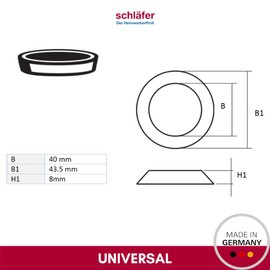 Schläfer | 189610 Sink Siphon Seals Kitchen Sink Hydraulic Seal Set Rubber Seals Conical 1 1/4 Inch Diameter 44 mm for Canotti, Drain Pipe, Sifon. Pack of 2