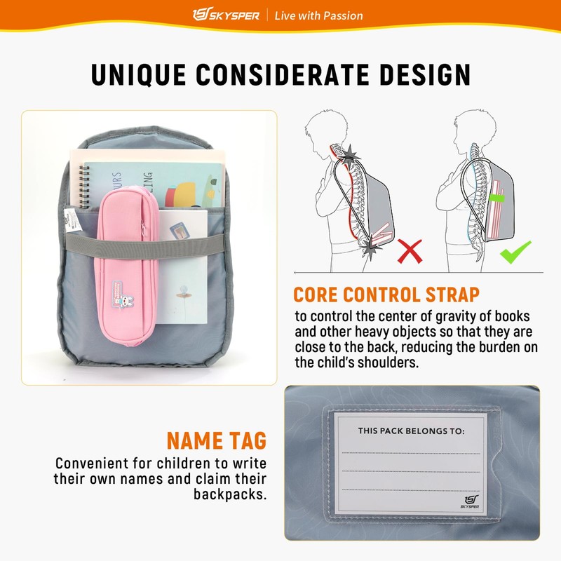 SKYSPER Children's Backpack 10L Hiking Backpack with Chest Strap Boys