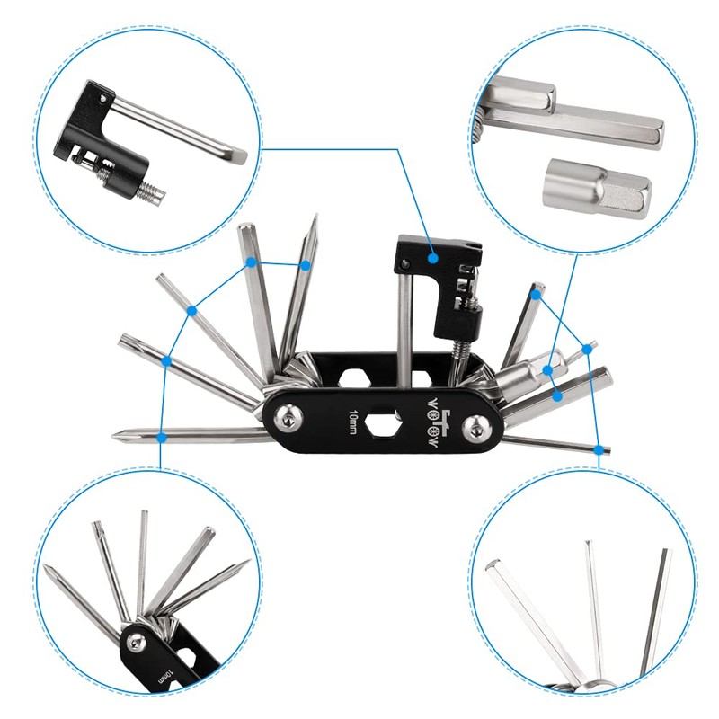 WOTOW 16-in-1 Multifunction Bicycle Repair Kit with Allen Keys and