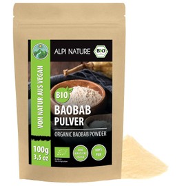 Alpi Nature Baobab Powder Organic 100 g, Ground Baobab Fruit, Baobab Powder, Gluten-Free