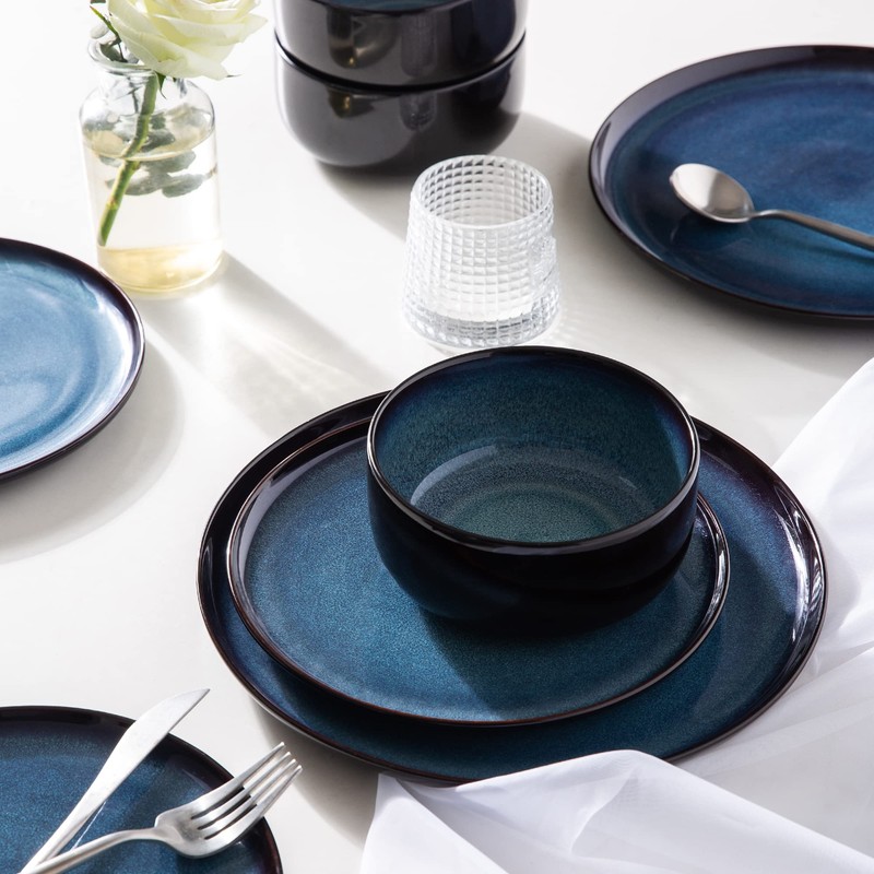 LERATIO Ceramic Plate Set of 6,8.5 Inch Reactive Glaze Light