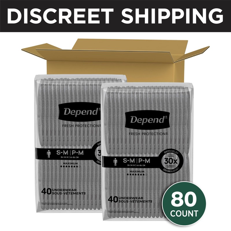 Depend Fresh Protection Adult Diapers, Incontinence Underwear for Men, Disposable,