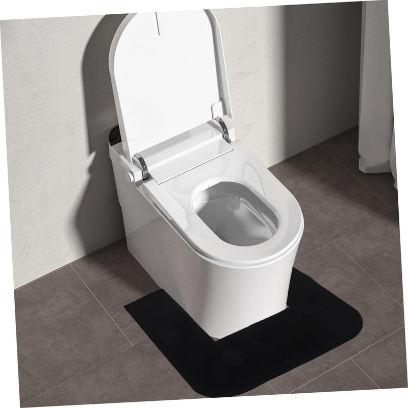jojofuny U-Shaped Toilet Mat, Black, 55.80X55.00CM (21.93X21.61IN), Bathroom Rug, Polyester,