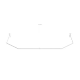 Naiture 60'' x 30'' D Shape Shower Curtain Rod with 36'' Vertical Ceiling Support, Aluminum, Matte White Finish