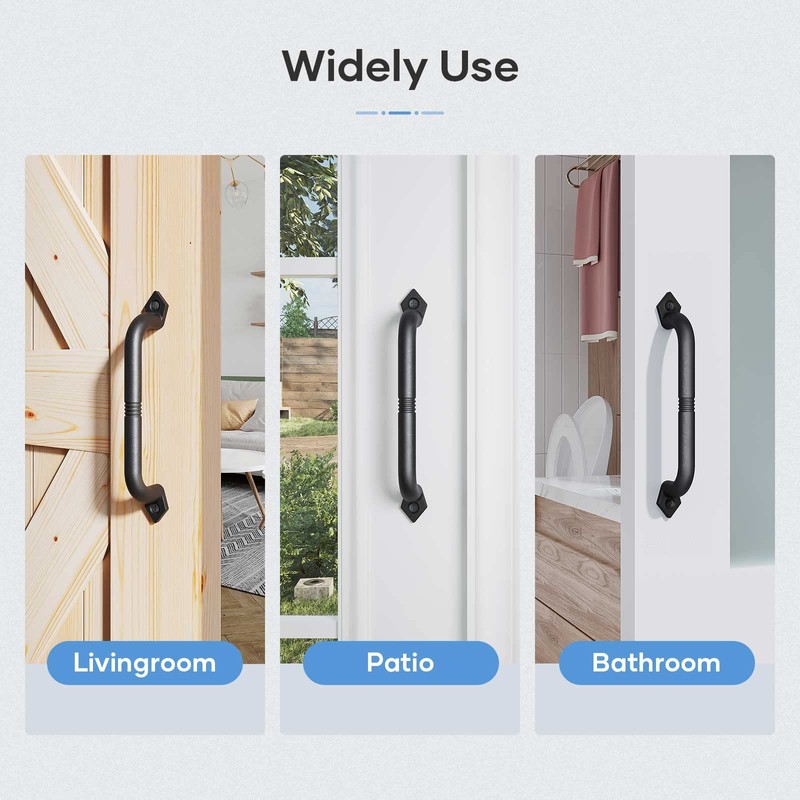 EaseLife 10" Barn Door Pull Handle, Rustic Black Cast Iron