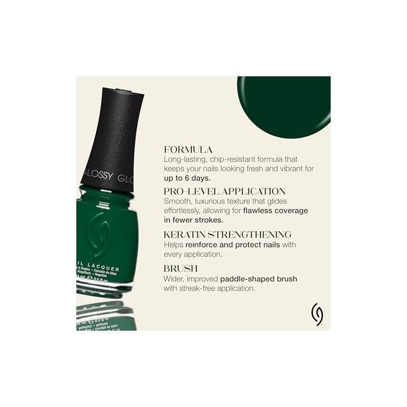 CHINA GLAZE Esmalte de Uñas Midnight Pine, Verde Bosque Profundo,