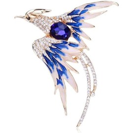 Crystal Phoenix Bird Brooch Colourful Bird Brooch Rhinestone Animal Brooch Fashion Jewellery Accessories Gift, Metal