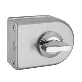 Fdit Stainless Metal Semicircle Hinged Frameless Glass Door Non-hole Latch with Knobs for Home Hotel Bathroom Use