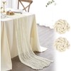 FOLAI Pack of 2 Boho Cheesecloth Table Runner Table Cloth