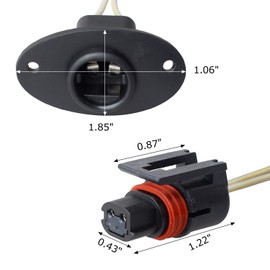 HERCOO License Plate Light Wiring Harness Assembly Rear Lamp Socket Pigtail Compatible with 1994 to 2002 Dodge Ram 1500 2500 3500 Pickup Truck, Pack of 2