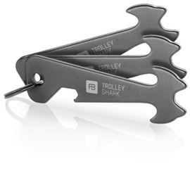 Fabach Trolley Shark Blacky, Shopping Trolley Key, Key Ring – Removable Shopping Trolley Token, Made of Stainless Steel/Metal – Does not remain in the deposit lock, black