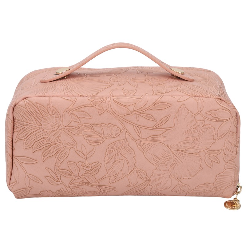 Make Up Cosmetic Bag PU Leather 180 Degree Opening Large