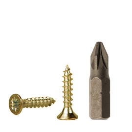 Pack of 100 Yellow Galvanised Steel 3.0 x 12 mm Wood Screws Chipboard Screws Universal Pozi Drive Screw PZ Full Thread Pozidriv Countersunk Head (100, 3.0 x 12 mm)