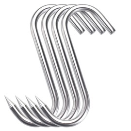 HONSHEN 12mm Heavy Duty Meat Hooks,8 inch S-Hooks Stainless Steel Meat Processing Butcher Hooks, Pack of 4