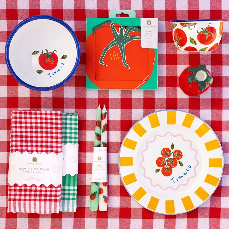 Talking Tables Bon Appetit Handmade Enamel Dinner Plate with Tomato