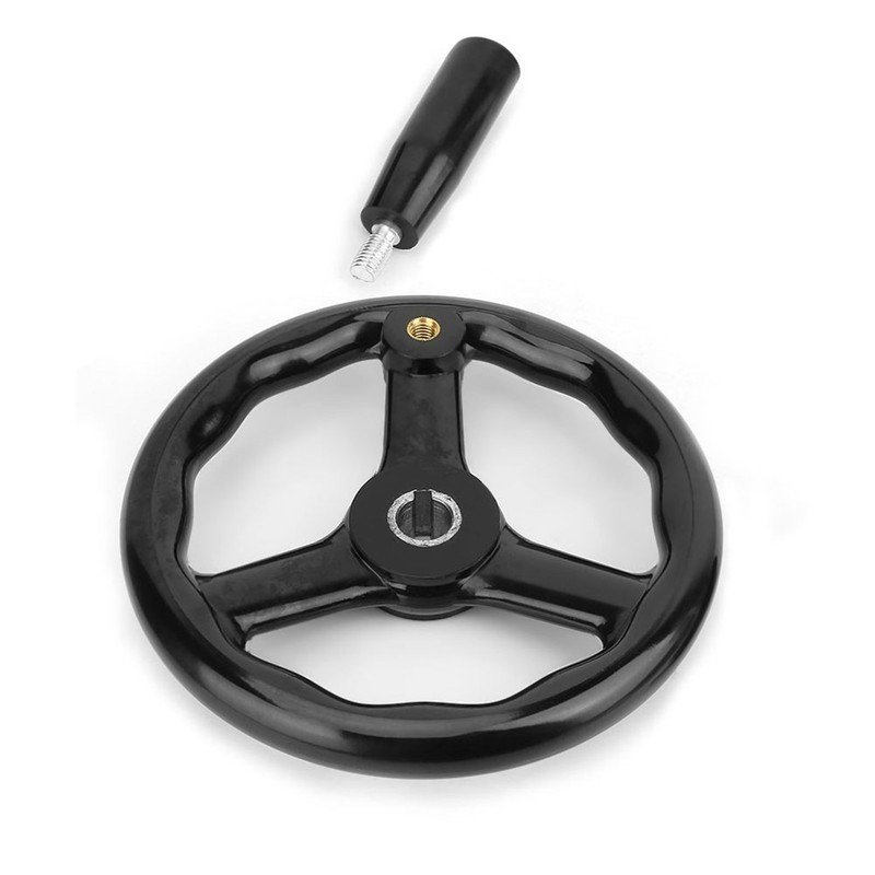 200*18mm Black Anti slip Bakelite 3 Spoked Lathe Handwheel with