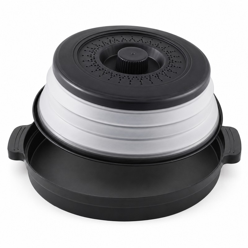 Collapsible Microwave Food Splatter Cover with Steam Vents – Foldable