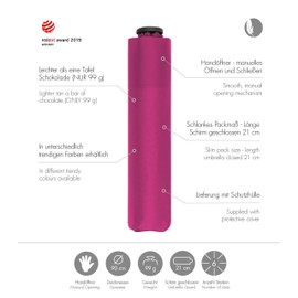 doppler Taschenschirm Zero,99 – Gewicht von nur 99 Gramm – Stabil – Windproof – 21 cm – Fancy Pink
