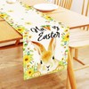 SEAHUI Happy Easter Table Runner Rabbit Tablecloth Bunny Flower Linen