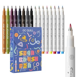 GC Quill Fudenosuke Calligraphy Pens - 16 Colours Character Brush Pens Calligraphy Set with Fude Brush Tips Pens for Hand Lettering, Journaling, Calligraphy, Drawing, Writing GC-SB16