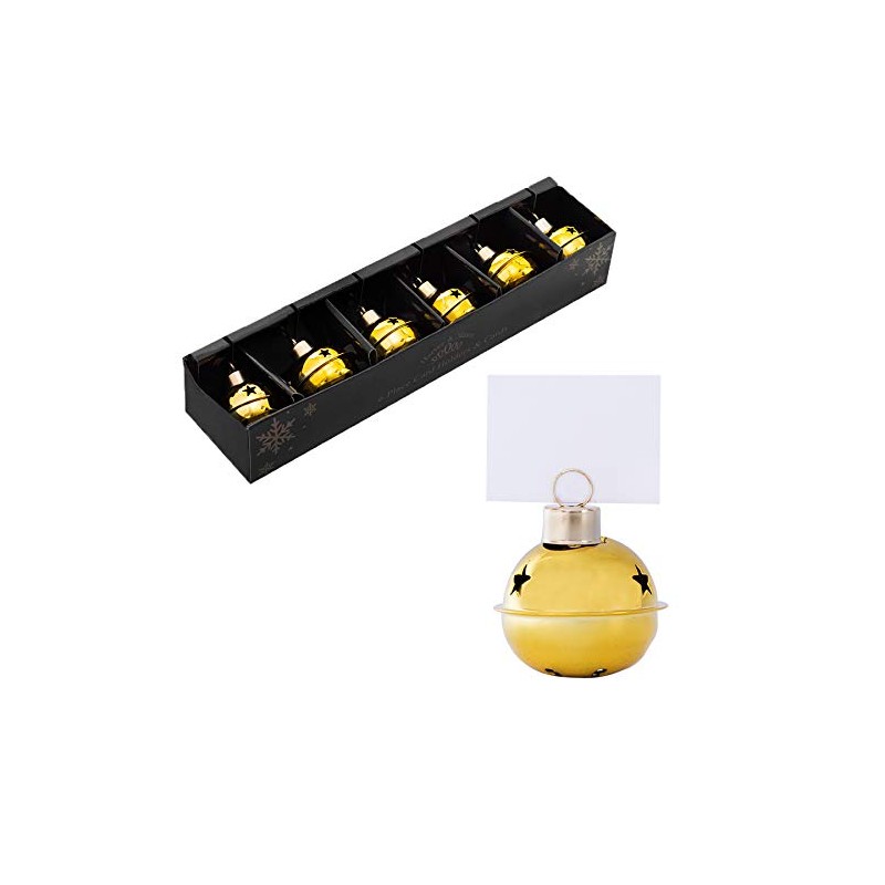 Christmas Set 6 Metal Bauble Table Place Card Holder -