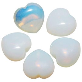 Nupuyai Pack of 5 Gemstone Heart Crystal Healing Stone Heart Shape Palm Stone Worry Stone Lucky Charm Heart Stone for Jewellery Making Decoration