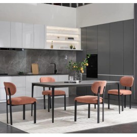 Modern Dining Room Chairs Set of 2, Mid-Century Upholstered Boucle Kitchen Dining Chairs with Black Metal Legscolor: antique green, size: W19.29''*D21.45''*H31.89''
