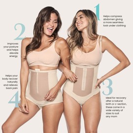 Bellefit Postpartum Bodysuit Corset - C-Section Belly Support Girdle, Postpartum Essentials Beige