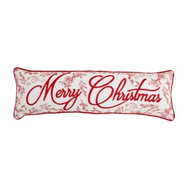 Mud Pie Christmas Embroidered Pillow, Long 11" x 35"