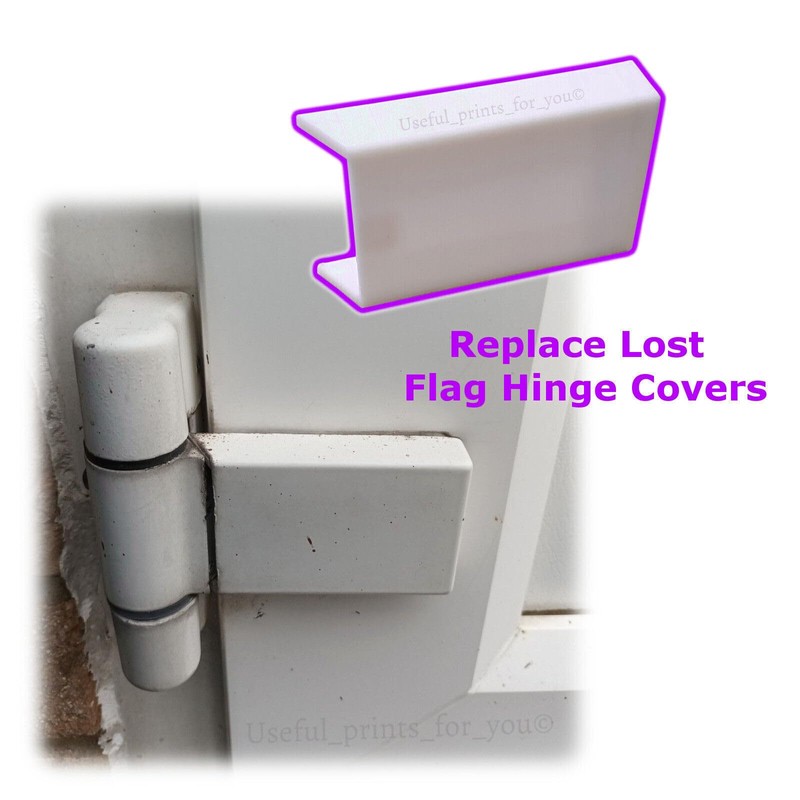 Generic 3 Pack Square Flag Hinge Replacement Covers, White, Plastic,