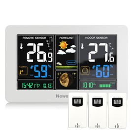 Newentor Weather Station, Indoor Outdoor Thermometer Wireless with 328ft Range Remote Sensor, Temperature and Humidity Monitor, Barometric Pressure, USB Charging Port and Adjustable Backlight