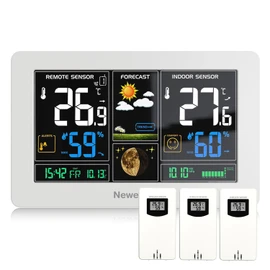 Newentor Weather Station, Indoor Outdoor Thermometer Wireless with 328ft Range Remote Sensor, Temperature and Humidity Monitor, Barometric Pressure, USB Charging Port and Adjustable Backlight
