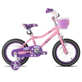 JOYKIE JOYSTAR 14Inch Children Bicycle HI-ten Steel Front Caliper Rear Coaster Brake Training Wheels Front Basket 90% SKDGender: Unisex, Color: Pink, Size: 14inch