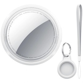 QCOQ Air Tracker Tag-1 Pack White | Bluetooth Tracker Work with Apple Find My (iOS 14.6 Above Only), Smart Tag with Protective Case/Keychain/Lanyard, Item Finder for Luggage/Key/Suitcase/Backpack