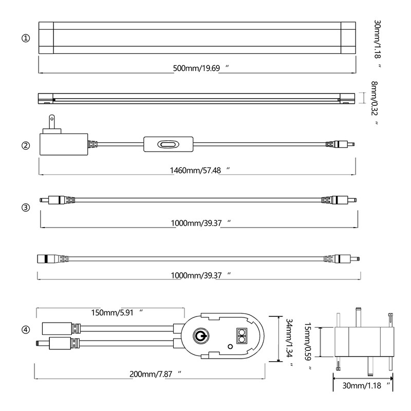 LED Under Cabinet Lighting 20In Kitchen Under Counter Lights Strip