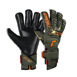 Reusch Attrakt Duo Evolution AdaptiveFlex Goalkeeper Gloves, Desert Green/Shocking Orange/Black, Size 7