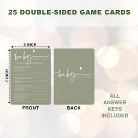 ONDTOM Olive Baby Shower Games, Family Feud, Minimalism Baby Gender Reveal Party Game, Pregnant Celebration Decoration Supplies (5"x7")