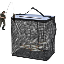 Floating Bait Bucket - Foldable Floating Fish Net Cage - Compact Quick-Drying Net Holder for Kayak Boat Crabbing Grilling Outdoor Camping Adventures