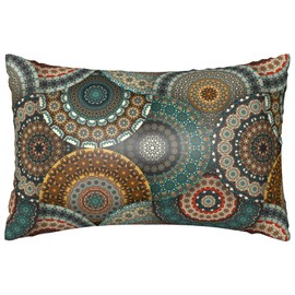 1 Pack Satin Pillowcase for Hair and Skin Colorful Vintage Mandala Floral Imitation Silk Pillowcase with Hidden Zipper Soft Breathable Smooth Cooling Pillow Cover Queen Size for Bedroom Sofa 20”x30”