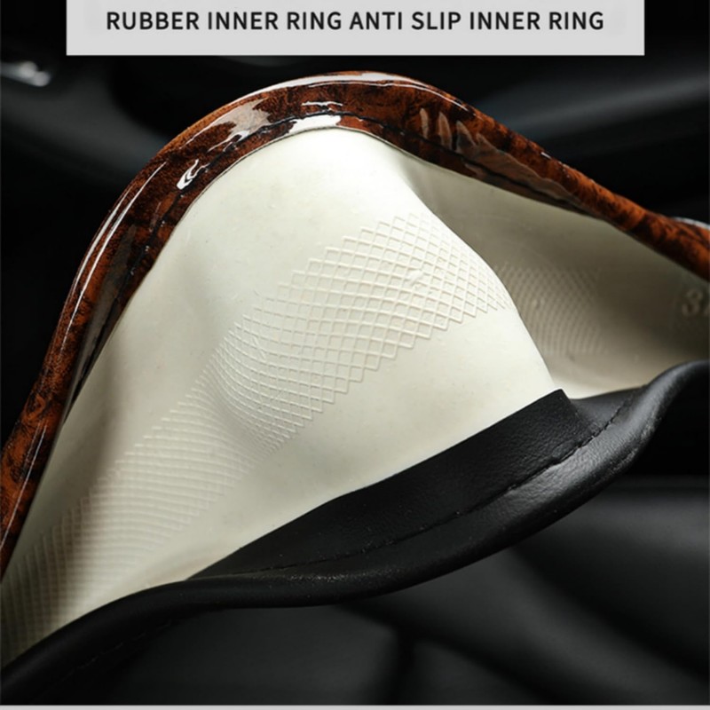 BANLIE Wood Grain Steering Wheel Cover Microfiber Leather Breathable Anti