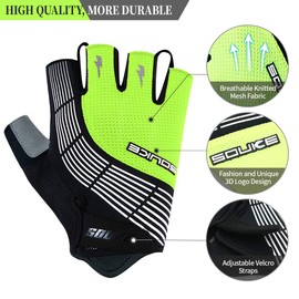 Souke Sports Cycling Gloves Half Finger Bicycle Gloves,Breathable Outdoor Bike Gloves For Men Women Fingerless Motorcycle Gloves Mountain Road Riding Gloves Anti-Slip,GREEN S