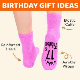 HAPPYPOP 17th Birthday Gifts Ideas Socks - 17 Year Old Birthday Presents for Girls, Socks for Teens